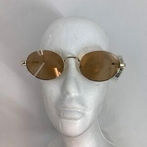 Le Specs Poseidon Deux Gold‎ Oval Sunglasses Medium Designer Fashion